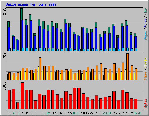 Daily usage for June 2007