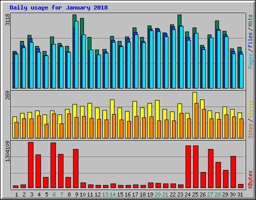 Daily usage for January 2018
