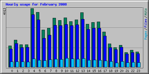 Hourly usage for February 2008