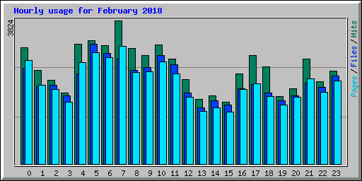 Hourly usage for February 2018
